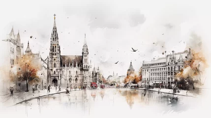 Draagtas Drawing of Munich with landmark and popular for tourist attractions © Johannes