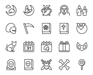 Outline icons set for Halloween.