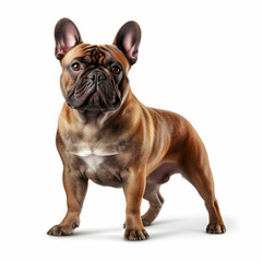 French bulldog dog walking isolate on white background, generative ai