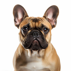 French bulldog dog portrait isolate on white background, generative ai
