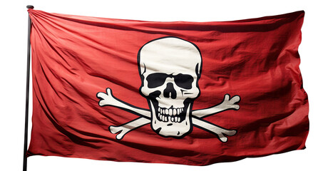 Red pirate flag (Jolly Roger), cut out