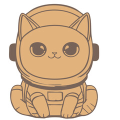 Cute cat astronaut sitting. Astronaut kitten sitting.