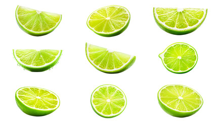 Collection of PNG. Slice of lime isolated on a transparent background. - obrazy, fototapety, plakaty