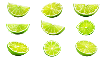 Collection of PNG. Slice of lime isolated on a transparent background.