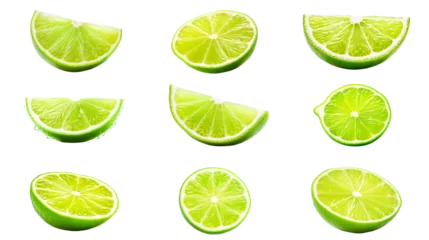 Foto op Plexiglas Collection of PNG. Slice of lime isolated on a transparent background. © morepiixel