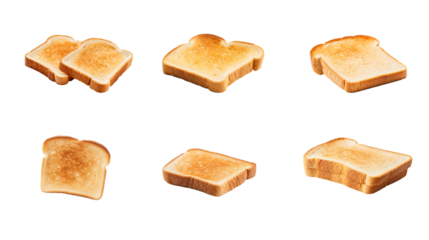 Collection of PNG. Toast slice of bread isolated on a transparent background.