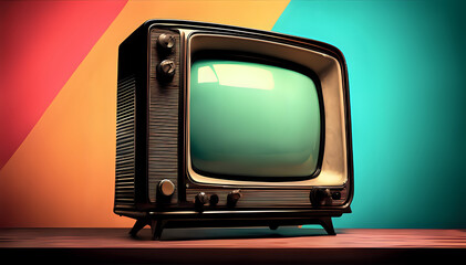 Abstract background with classic vintage tv, retro style old television