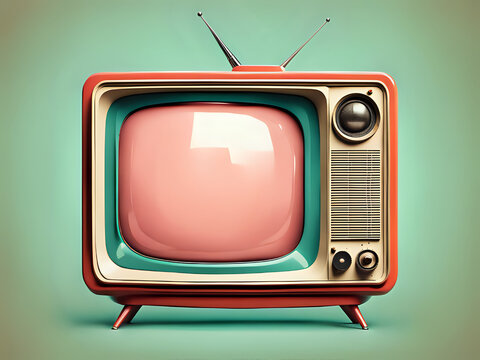 Abstract background with classic vintage tv, retro style old television
