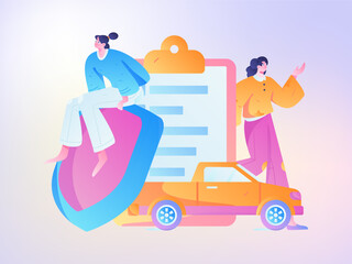 Buy insurance for car flat character vector concept operation illustration
