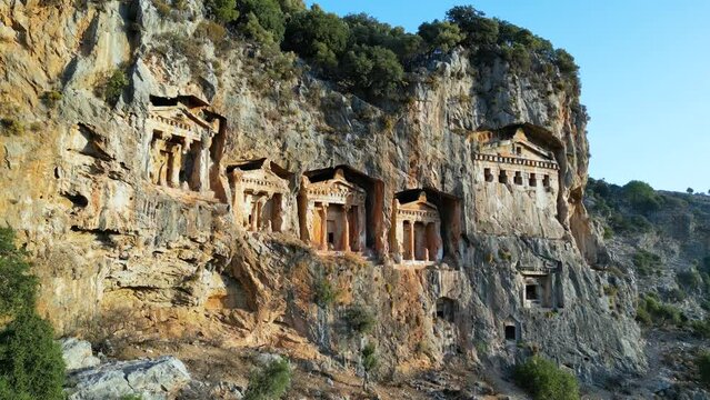Lycian rock cut tombs of Dalyan in Mugla Province, Turkey.