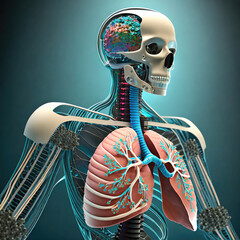 illustration Human lungs anatomy 3D render Camera Shot- Close-up