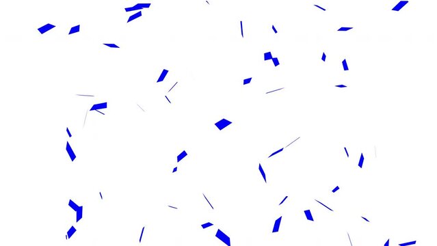 Confetti shots Blue confetti falling on white background with alpha matte