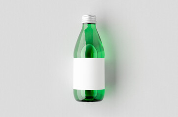 Water bottle mockup with a blank label. Green glass.