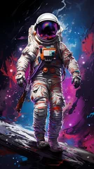 Fotobehang a astronaut walking in space © Serghei11