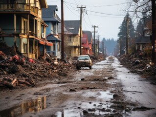 climate disaster,disaster after flood in country city