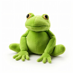 Front view close up of frog soft toy