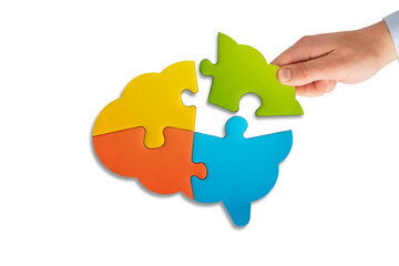 Brain shaped jigsaw puzzle.Missing piece of the brain puzzle. Mental health and problems with memory.