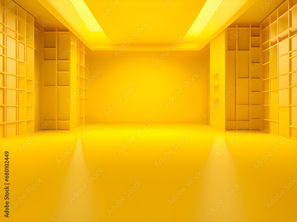 Wall mural yellow interior with empty room