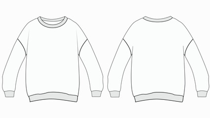 Blank white long sleeve t-shirt  template vector design and t-shirt mock-up design - obrazy, fototapety, plakaty