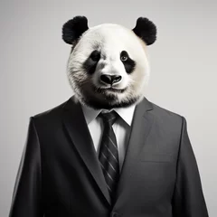Fotobehang Front view of a panda animal in a suit © Cedar
