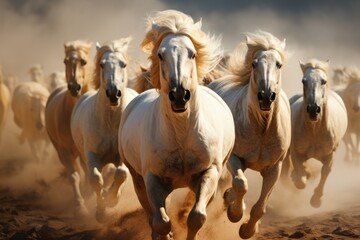 Naklejka na ściany i meble white horses running 