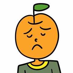 cute man cartoon character. orange fruit illustration. doodle style. isolated on a white background.