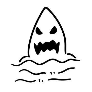 cartoon doodle ghost shark. black and isolated