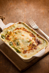 oven broccoli with mozzarella and bechamel