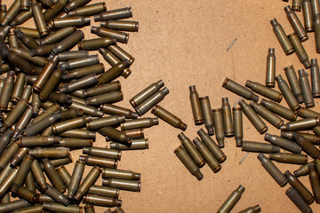 Top view of a ammunition cartridge case of a machine gun