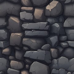 Fototapeta premium Seamless stone wall texture, 2D game stone texture, cartoon seamless stone wall pattern, hand-paint style stone masonry texture.