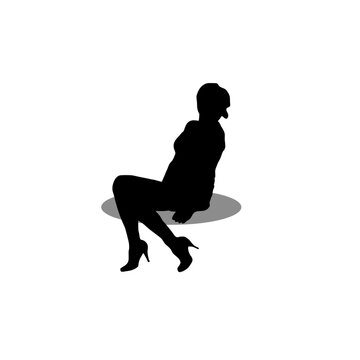 Girl sitting silhouette stock vector illustration