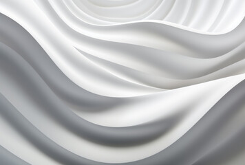 Obraz premium White abstract curved and wavery paper surface with precisionist lines and shapes, showcasing conceptual installation art and futuristic chromatic waves in monochromatic color schemes.