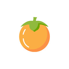 Persimmon sweet food icon. Vector persimmon ripe fruit cute tropical icon.