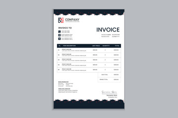 Fototapeta na wymiar Creative professional invoice design for corporate business 