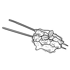 Indonesian Food Hand Drawn Satay 