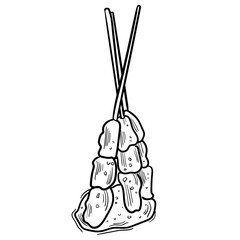 Indonesian Food Hand Drawn Satay 