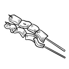 Indonesian Food Hand Drawn Satay 