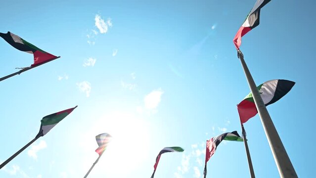 National Day Celebrations Hoisted Seven Flag representing Union of Seven Emirates in UAE
