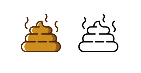 Pet poop line icon dog excrement. Poo shit flat vector animal cartoon dirty smelly stinky poop design.