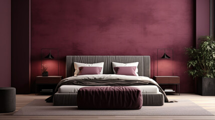 Bedroom burgundy interior design for inspiration and ideas.