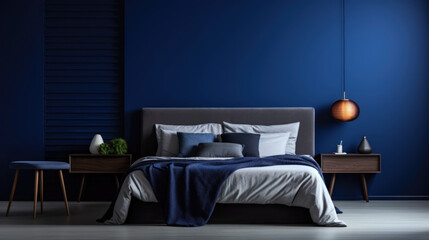 Bedroom Dark Blue interior design for inspiration and ideas. Bronze