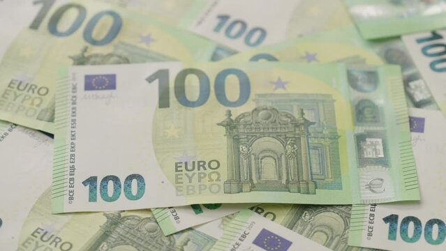 Closeup slide background of 100 euro bills