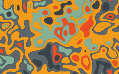 Abstract wavy line 3d paper cut background. Topographic canyon geometric map relief texture with curved layers and shadow. Abstract realistic papercut decoration textured with wavy layers