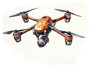 Drone , watercolor illustration isolated on white