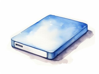 External hard drive , watercolor illustration isolated on white