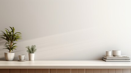 Fototapeta na wymiar Minimalist modern simple white desk office at home