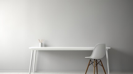 Minimalist modern simple white desk office at home - obrazy, fototapety, plakaty