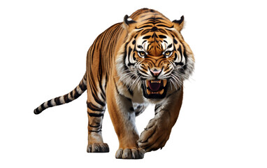 tiger roaring on transparent background.