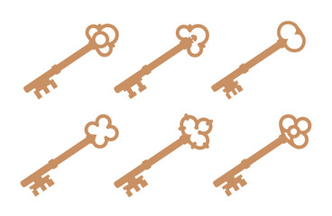 Old key vector house icon logo. Old key silhouette antique lock illustration