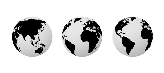 World globe earth vector map silhouette illustration europe. World globe simple map icon.
